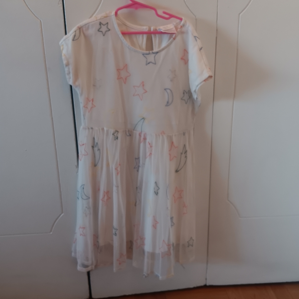 Hanna Andersson White Dress with Colorful Stars and Moons